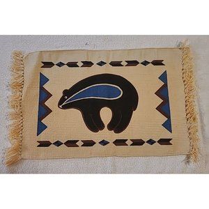 VTG New Placemat El Paso Saddle Blanket Co 21x12 Fringe Bear